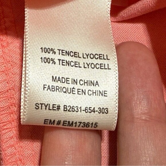 Bella Dahl Pink Tencel Button Down Shirt XS | Soft Long Sleeve High-Low Blouse - Picture 11 of 12